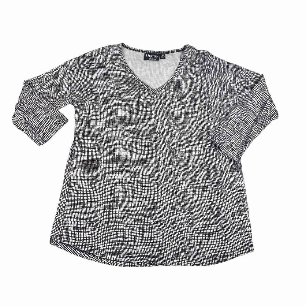 Onque Casual  Black White V-Neck Shirt size Medium